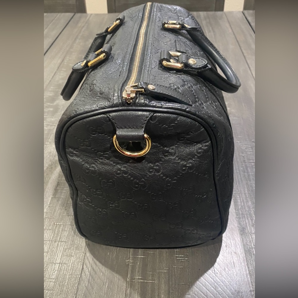 Original Gucci Black Leather Duffle Bag Gem